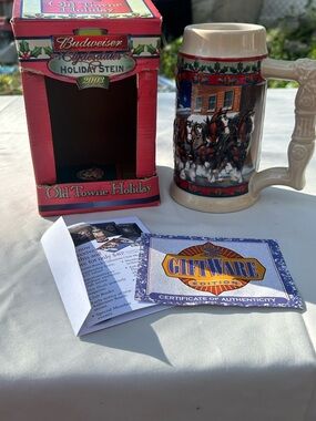 🐾2/$8- Vintage- Budweiser Holiday Stein 2003 ‘Old Town Holiday’